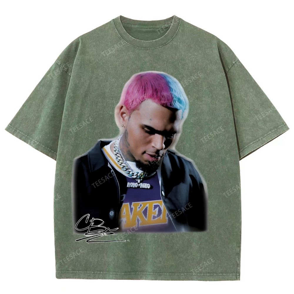 Unisex Fit Washed T-Shirt CHRIS BROWN 2.0 Tee