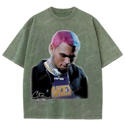 Unisex Fit Washed T-Shirt CHRIS BROWN 2.0 Tee