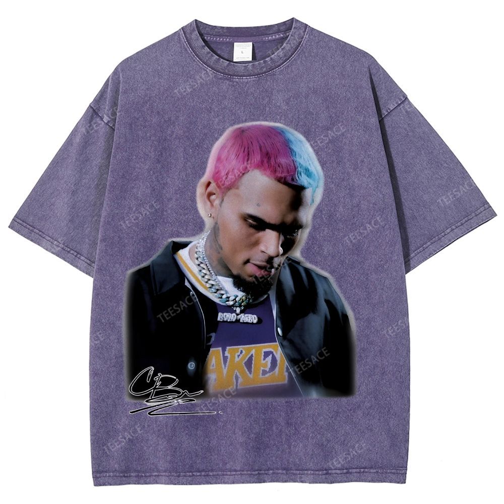 Unisex Fit Washed T-Shirt CHRIS BROWN 2.0 Tee