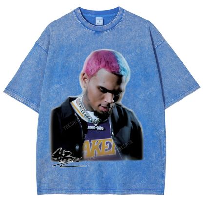 Unisex Fit Washed T-Shirt CHRIS BROWN 2.0 Tee
