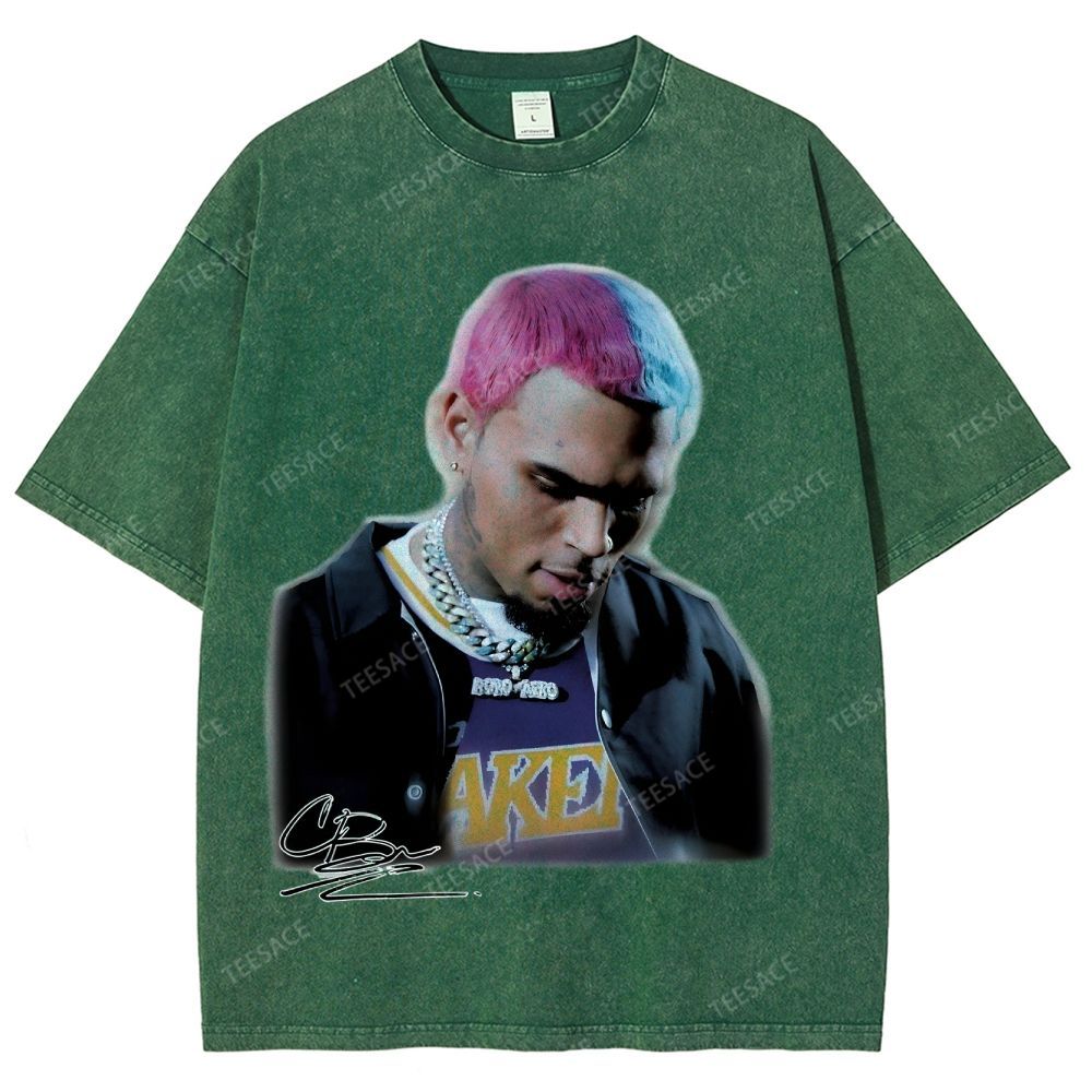 Unisex Fit Washed T-Shirt CHRIS BROWN 2.0 Tee