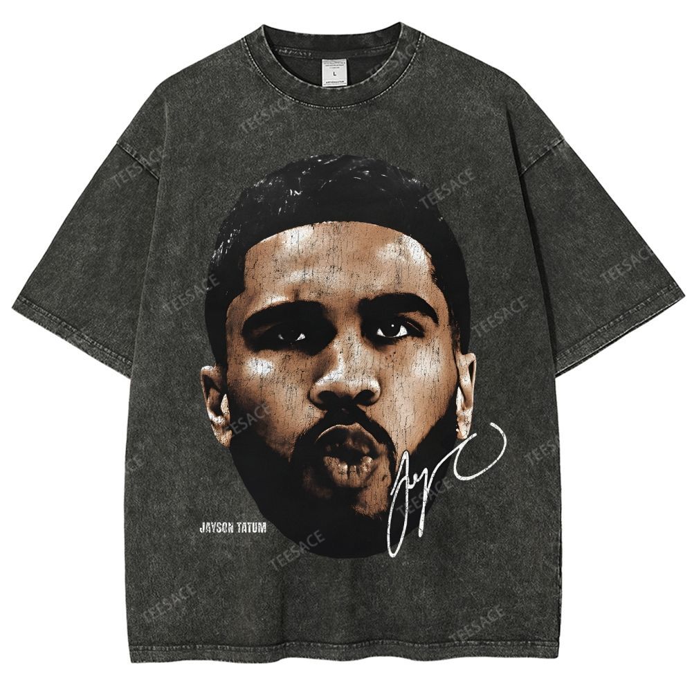 "Tatum" Big Face T-Shirt Unisex Fit Washed Tee