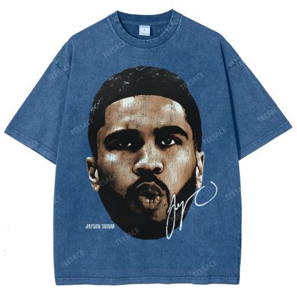 "Tatum" Big Face T-Shirt Unisex Fit Washed Tee