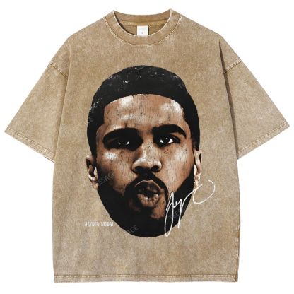 "Tatum" Big Face T-Shirt Unisex Fit Washed Tee