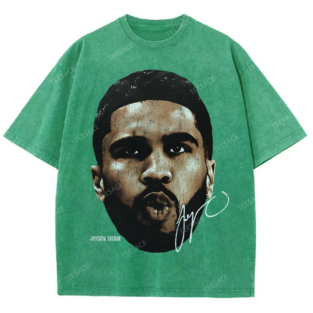 "Tatum" Big Face T-Shirt Unisex Fit Washed Tee