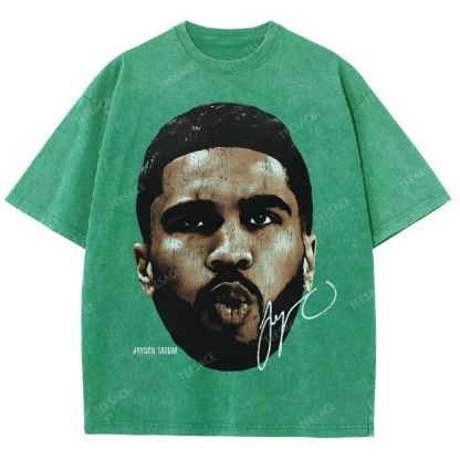 "Tatum" Big Face T-Shirt Unisex Fit Washed Tee