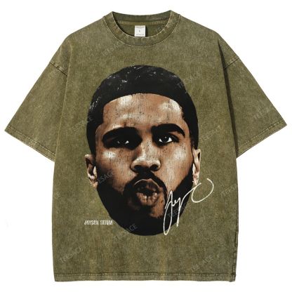 "Tatum" Big Face T-Shirt Unisex Fit Washed Tee
