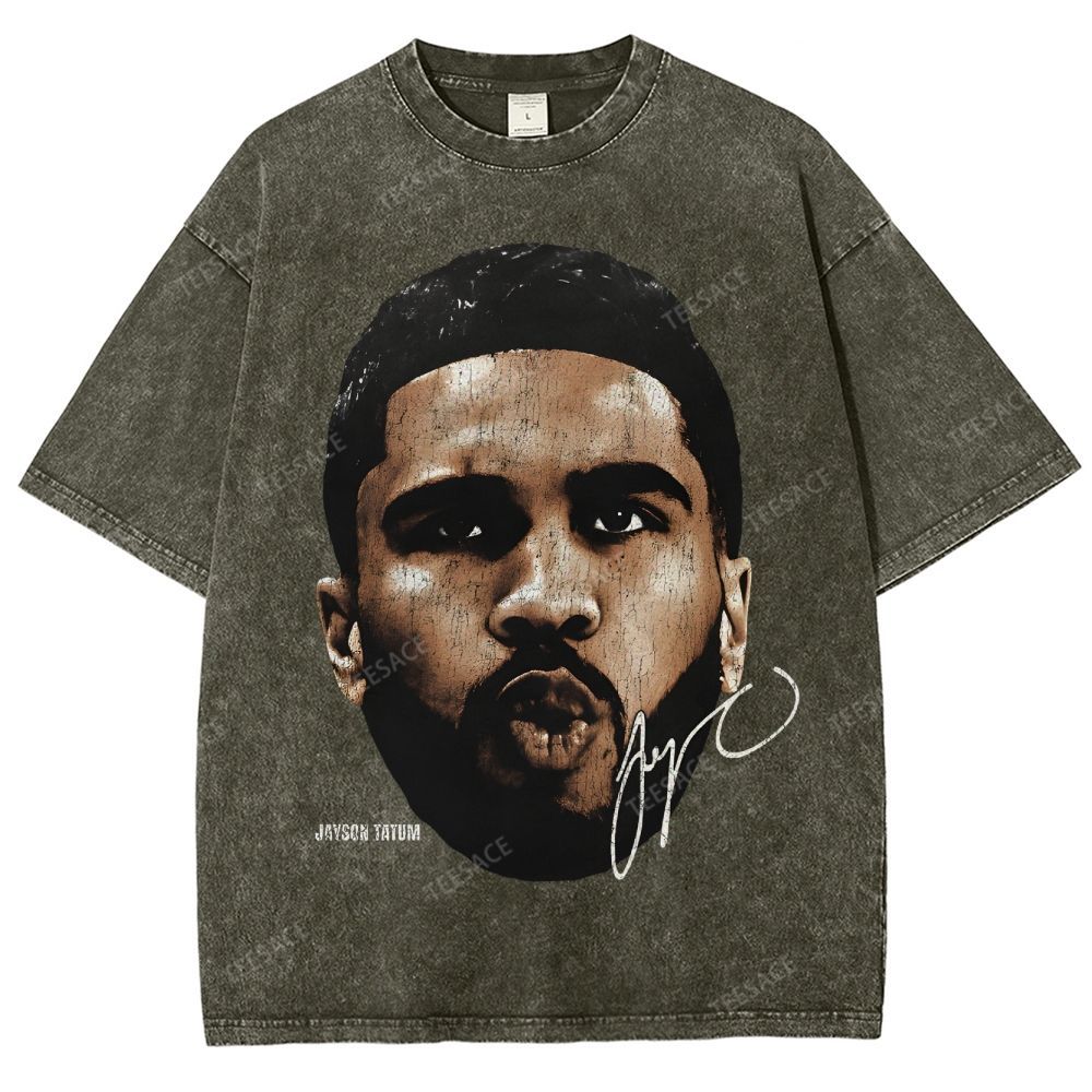 "Tatum" Big Face T-Shirt Unisex Fit Washed Tee