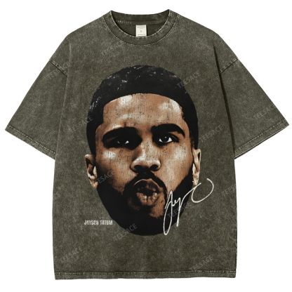 "Tatum" Big Face T-Shirt Unisex Fit Washed Tee