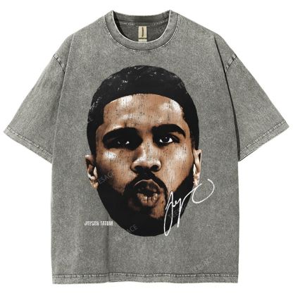 "Tatum" Big Face T-Shirt Unisex Fit Washed Tee