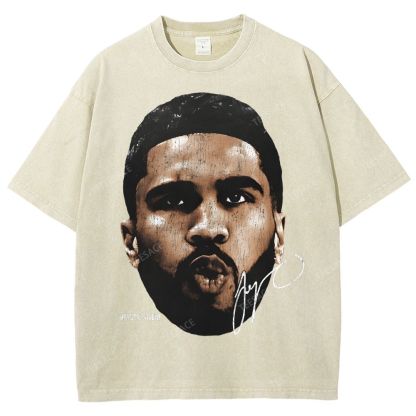 "Tatum" Big Face T-Shirt Unisex Fit Washed Tee
