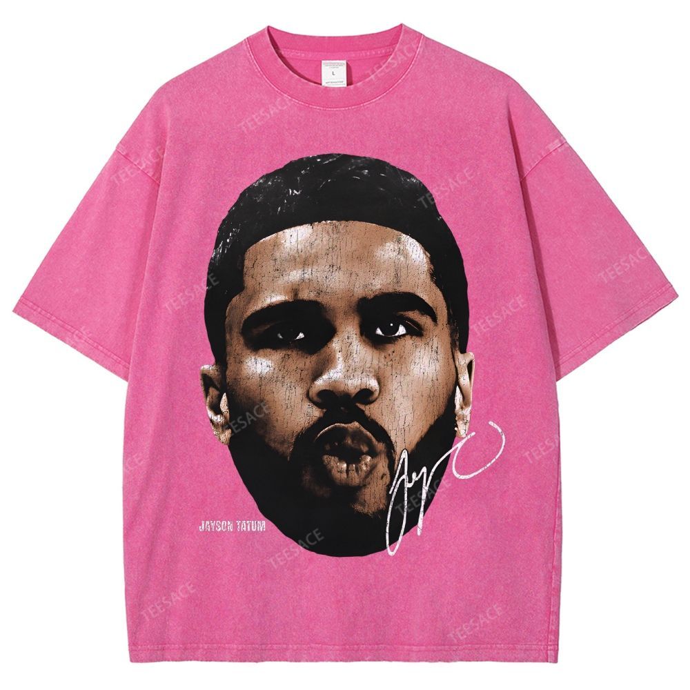 "Tatum" Big Face T-Shirt Unisex Fit Washed Tee