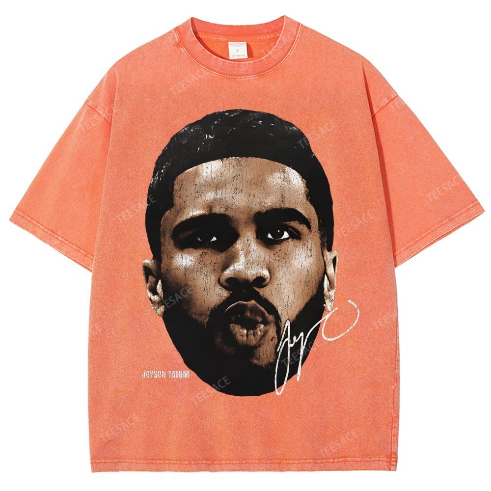 "Tatum" Big Face T-Shirt Unisex Fit Washed Tee