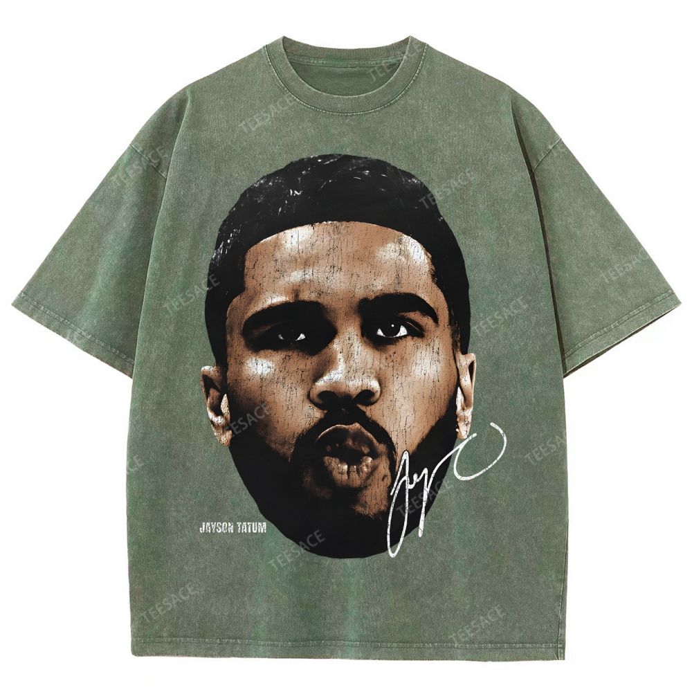 "Tatum" Big Face T-Shirt Unisex Fit Washed Tee