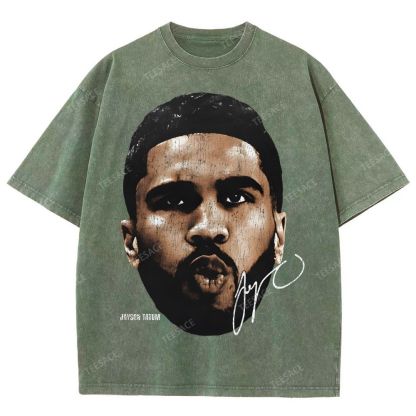 "Tatum" Big Face T-Shirt Unisex Fit Washed Tee