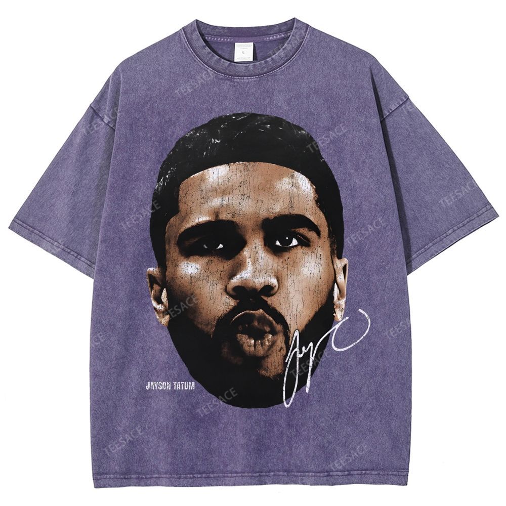 "Tatum" Big Face T-Shirt Unisex Fit Washed Tee