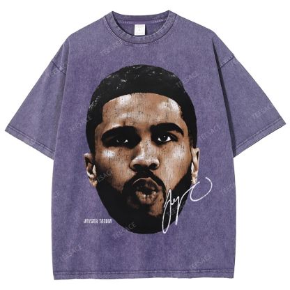 "Tatum" Big Face T-Shirt Unisex Fit Washed Tee