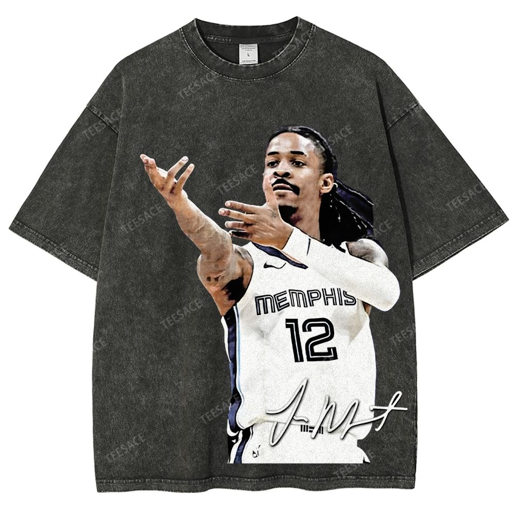 JA MORANT Tee Vintage Style Unisex-Adult Oversized Washed Street T-shirt