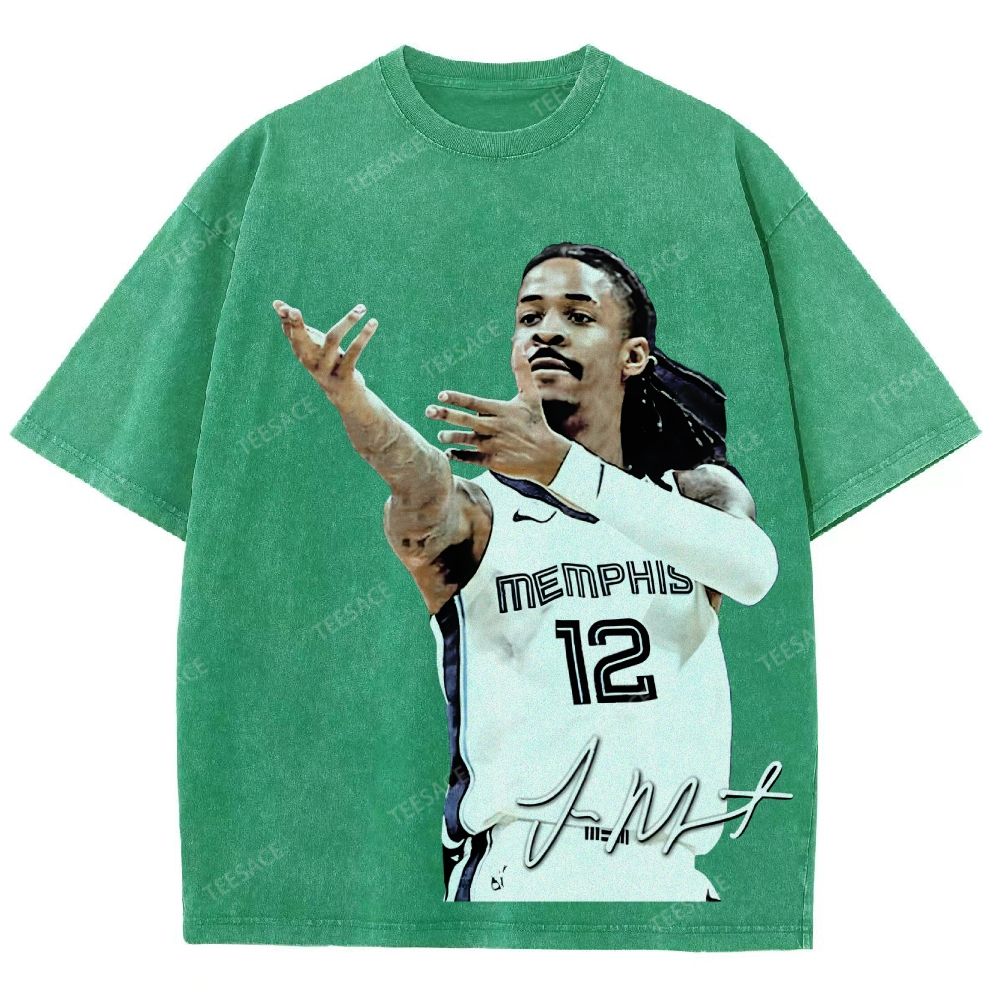 JA MORANT Tee Vintage Style Unisex-Adult Oversized Washed Street T-shirt