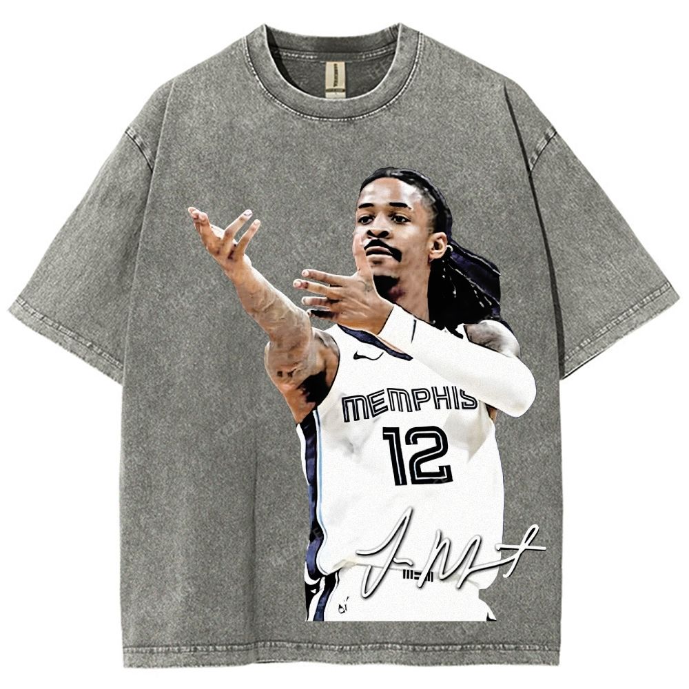 JA MORANT Tee Vintage Style Unisex-Adult Oversized Washed Street T-shirt