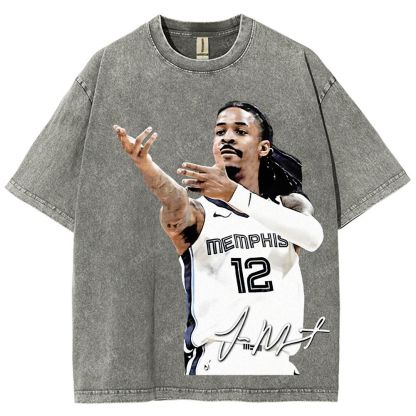 JA MORANT Tee Vintage Style Unisex-Adult Oversized Washed Street T-shirt
