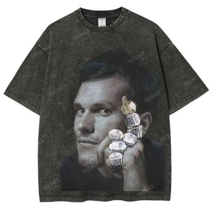 TOM BRADY Vintage Style Unisex-Adult Oversized Washed Street T-shirt
