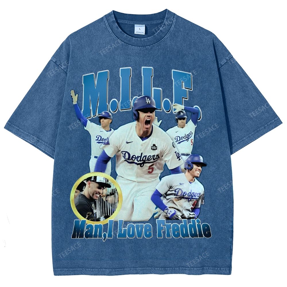 FREDDIE FREEMAN Tee Vintage Style Unisex-Adult Oversized Washed Street T-shirt