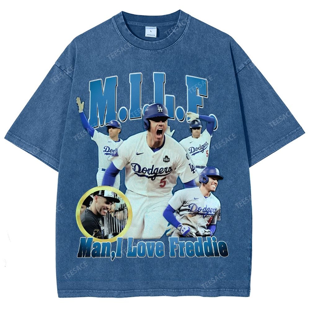 FREDDIE FREEMAN Tee Vintage Style Unisex-Adult Oversized Washed Street T-shirt