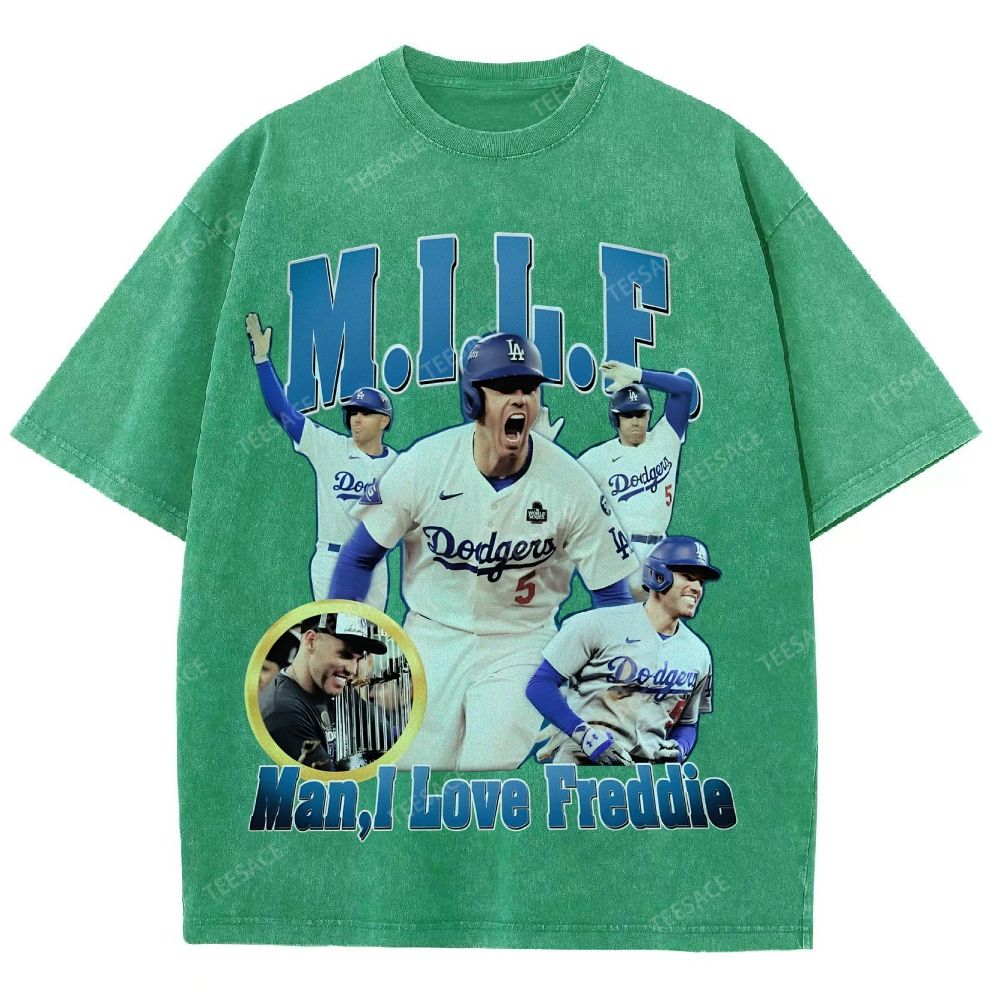 FREDDIE FREEMAN Tee Vintage Style Unisex-Adult Oversized Washed Street T-shirt