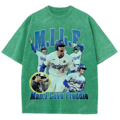 FREDDIE FREEMAN Tee Vintage Style Unisex-Adult Oversized Washed Street T-shirt