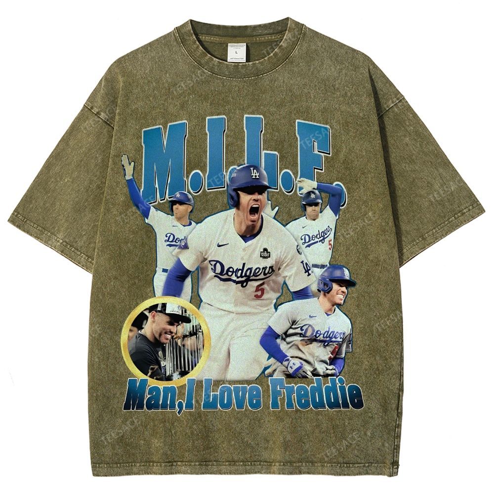 FREDDIE FREEMAN Tee Vintage Style Unisex-Adult Oversized Washed Street T-shirt