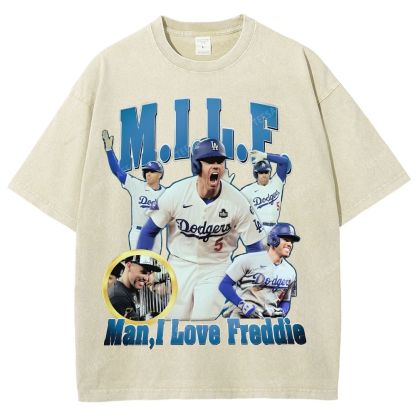FREDDIE FREEMAN Tee Vintage Style Unisex-Adult Oversized Washed Street T-shirt