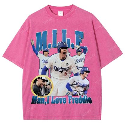 FREDDIE FREEMAN Tee Vintage Style Unisex-Adult Oversized Washed Street T-shirt