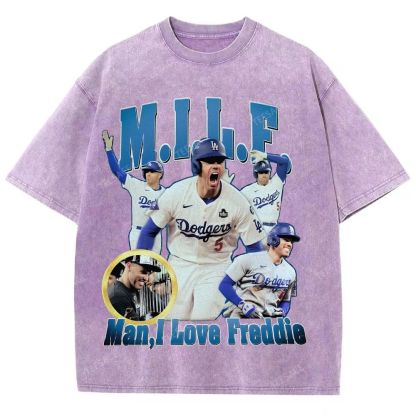 FREDDIE FREEMAN Tee Vintage Style Unisex-Adult Oversized Washed Street T-shirt