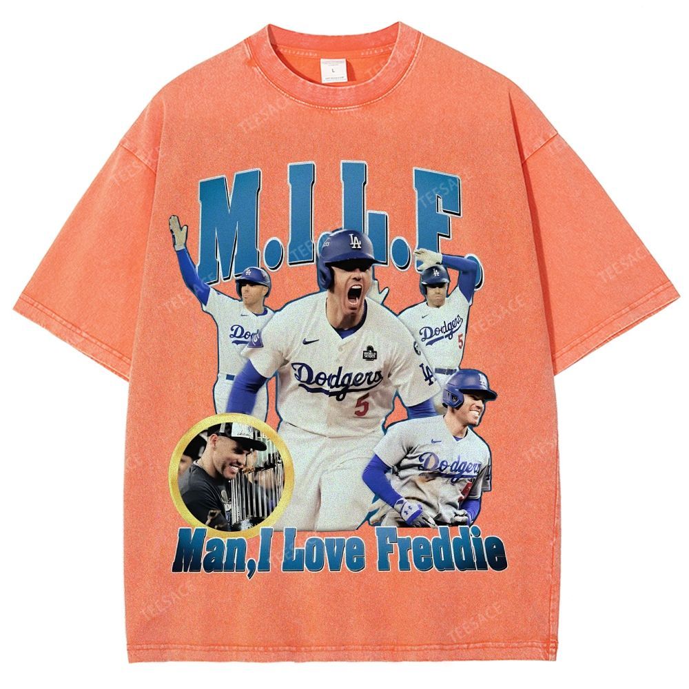 FREDDIE FREEMAN Tee Vintage Style Unisex-Adult Oversized Washed Street T-shirt