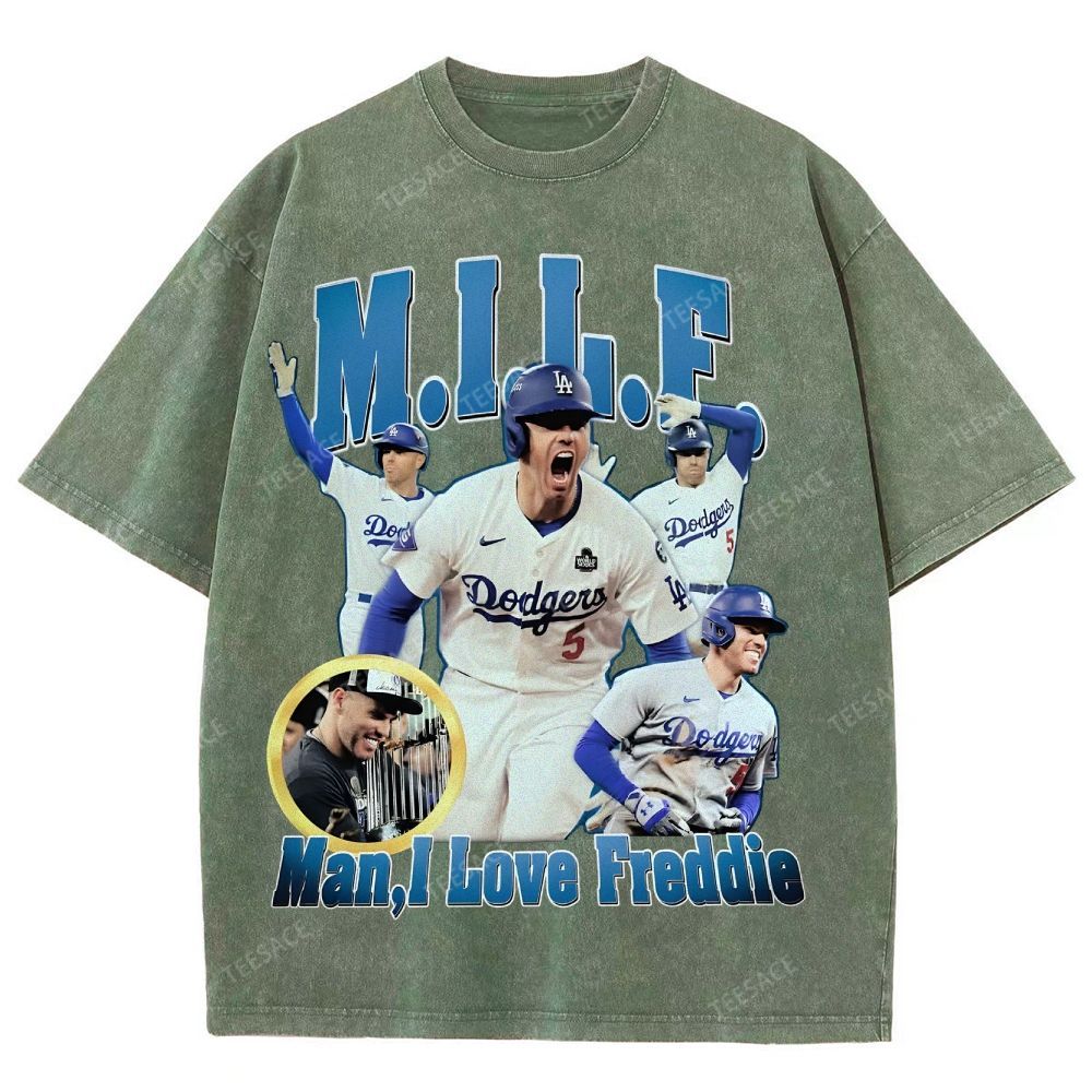 FREDDIE FREEMAN Tee Vintage Style Unisex-Adult Oversized Washed Street T-shirt