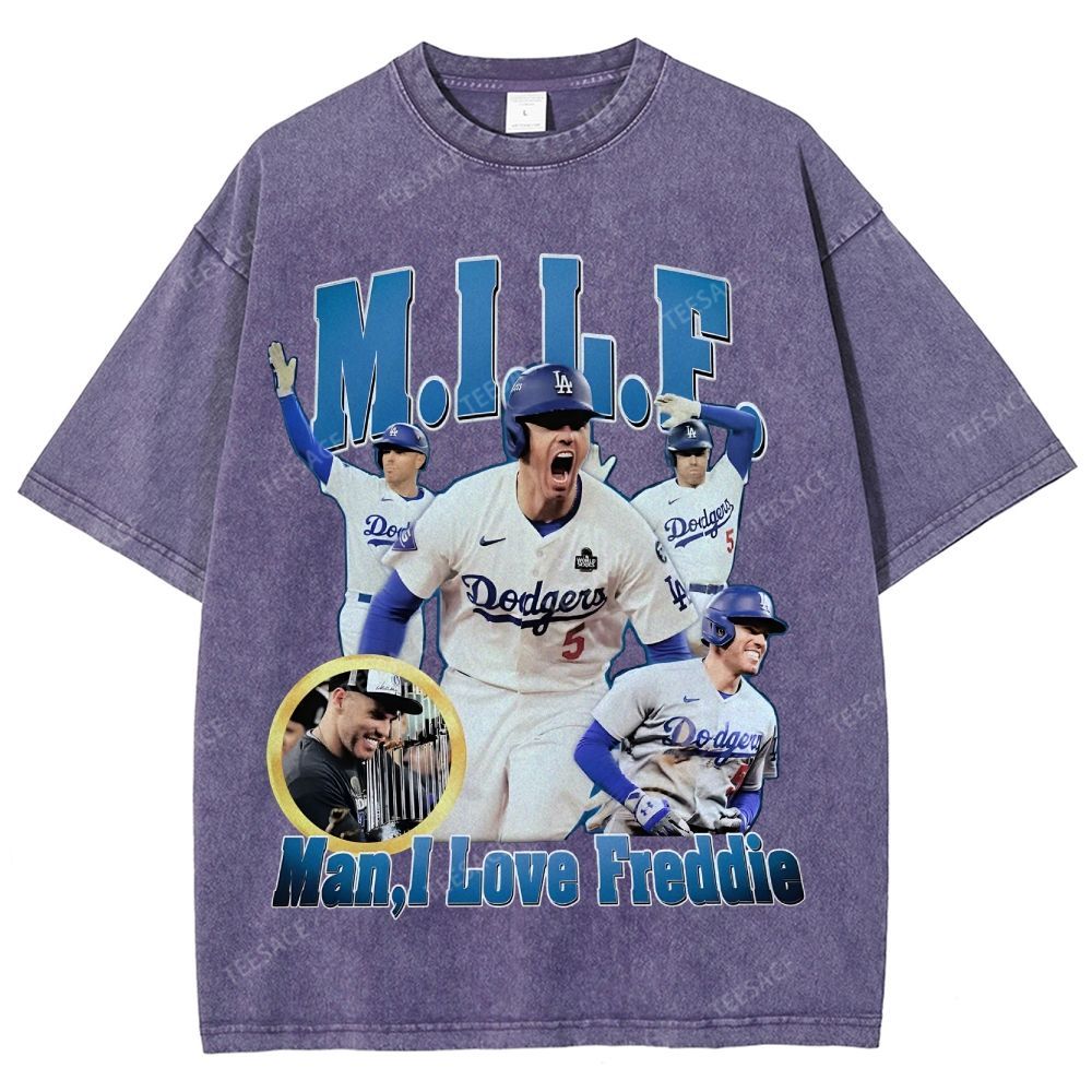 FREDDIE FREEMAN Tee Vintage Style Unisex-Adult Oversized Washed Street T-shirt