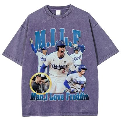 FREDDIE FREEMAN Tee Vintage Style Unisex-Adult Oversized Washed Street T-shirt