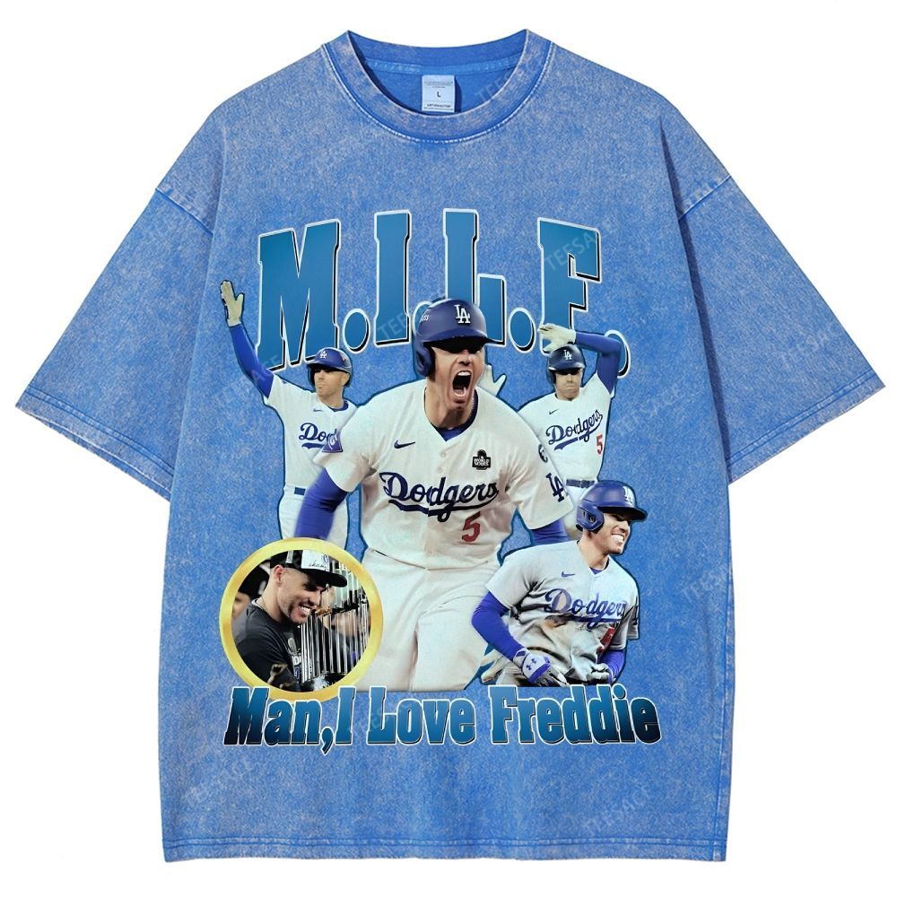 FREDDIE FREEMAN Tee Vintage Style Unisex-Adult Oversized Washed Street T-shirt
