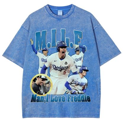 FREDDIE FREEMAN Tee Vintage Style Unisex-Adult Oversized Washed Street T-shirt