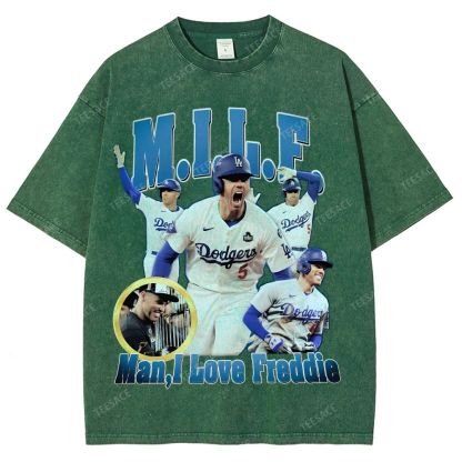 FREDDIE FREEMAN Tee Vintage Style Unisex-Adult Oversized Washed Street T-shirt