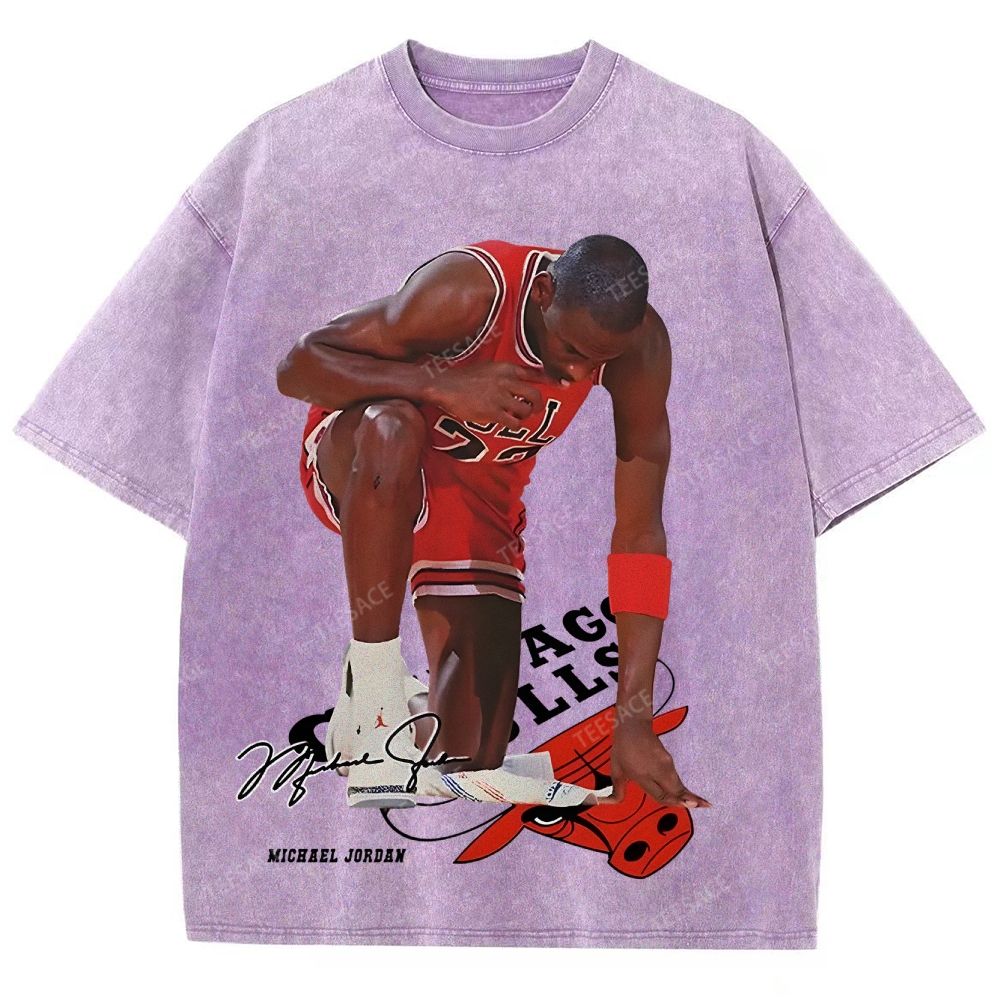 MICHAEL JORDAN  Vintage Style Unisex-Adult Oversized Washed Street T-shirt