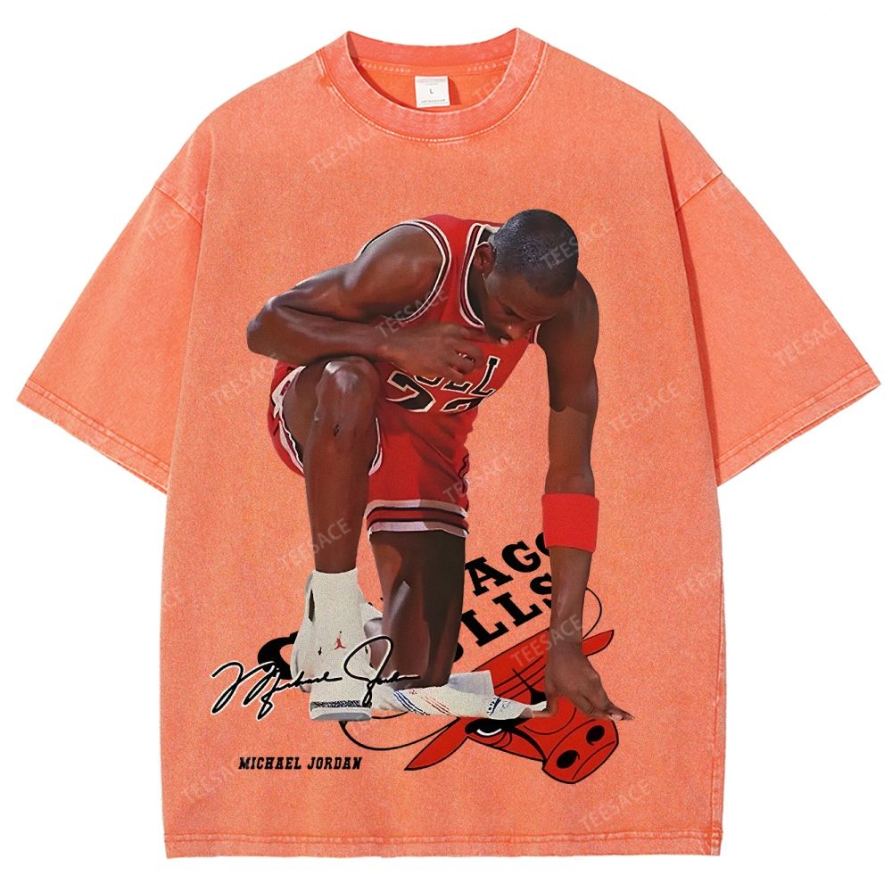 MICHAEL JORDAN  Vintage Style Unisex-Adult Oversized Washed Street T-shirt
