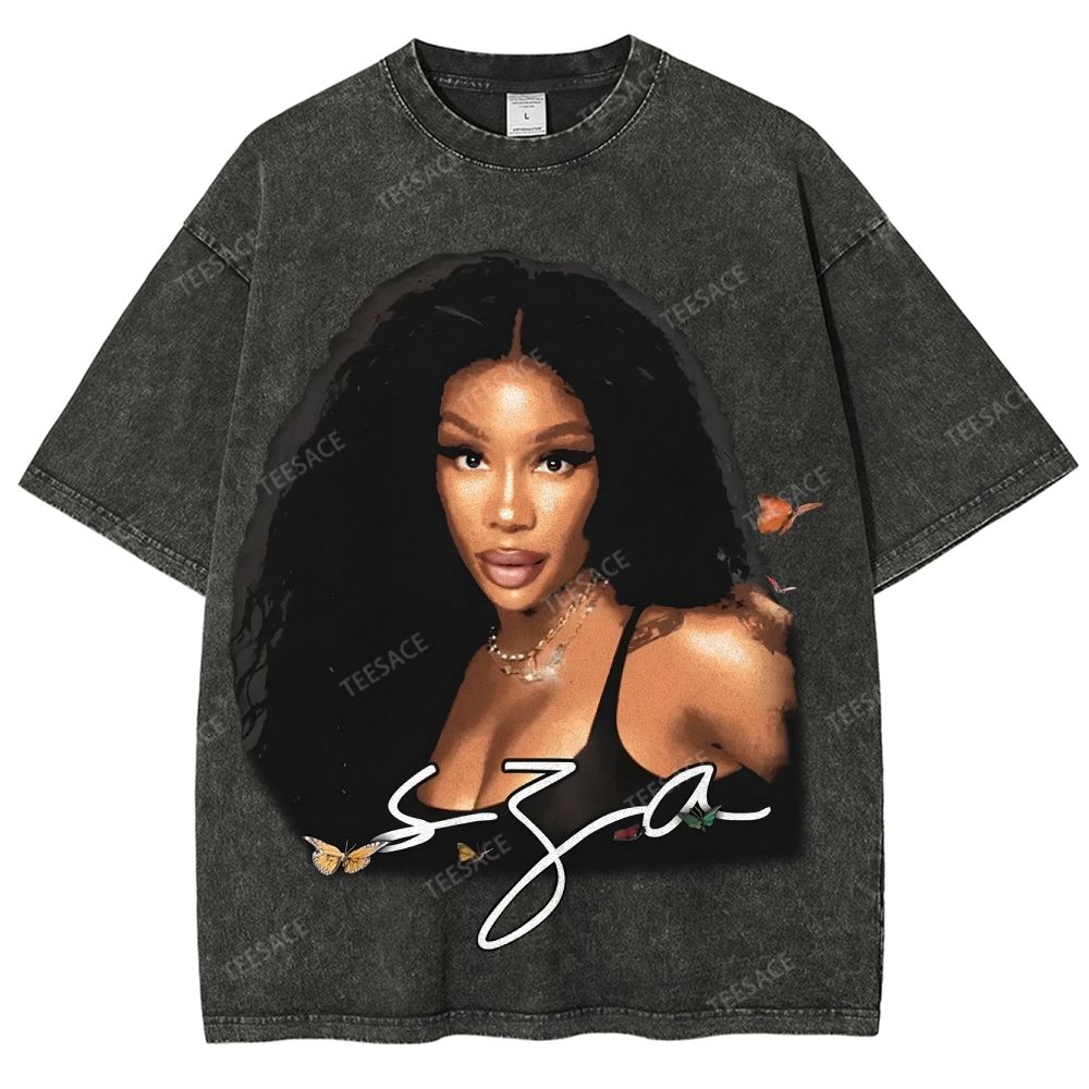 Unisex-Adult Ultra Cotton Washed T-Shirt Graphic  SZA TEE