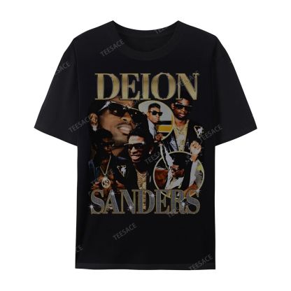 DEION SANDERS Tee Casual Short Sleeve Cotton T-Shirt 