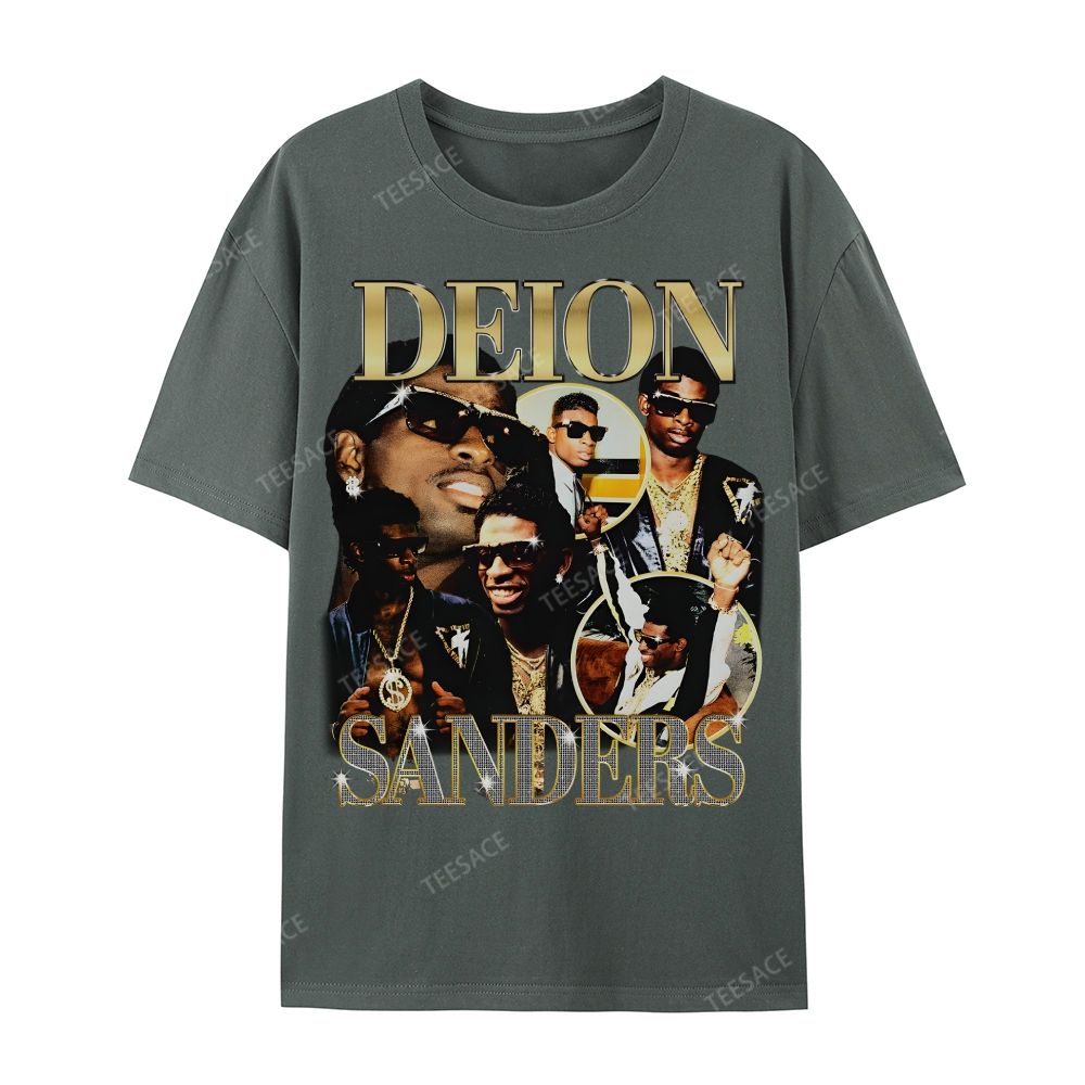 DEION SANDERS Tee Casual Short Sleeve Cotton T-Shirt 