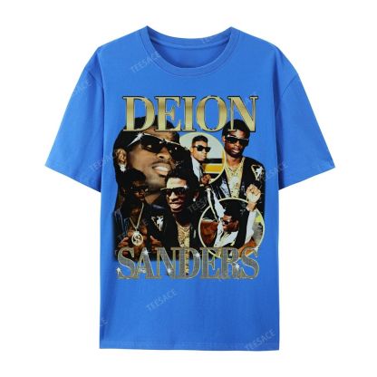 DEION SANDERS Tee Casual Short Sleeve Cotton T-Shirt 