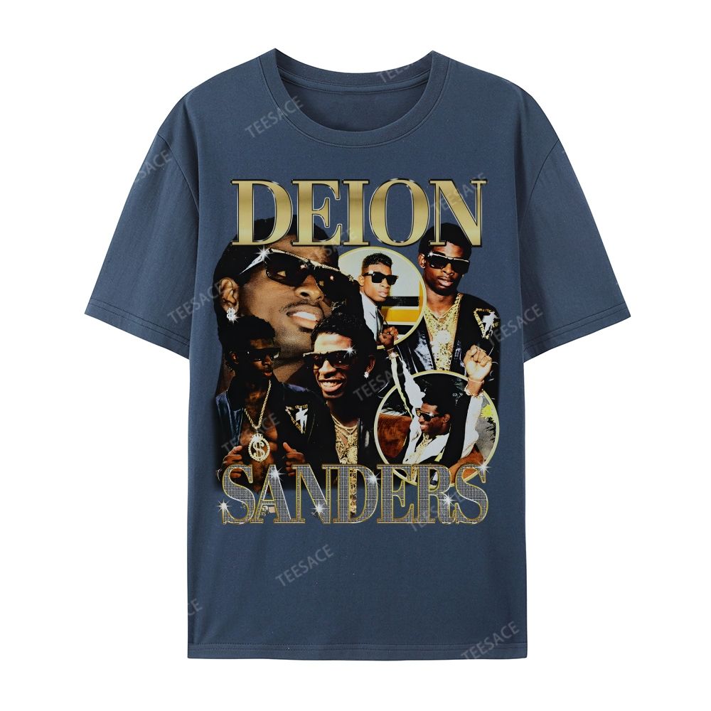 DEION SANDERS Tee Casual Short Sleeve Cotton T-Shirt 