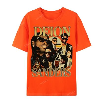 DEION SANDERS Tee Casual Short Sleeve Cotton T-Shirt 