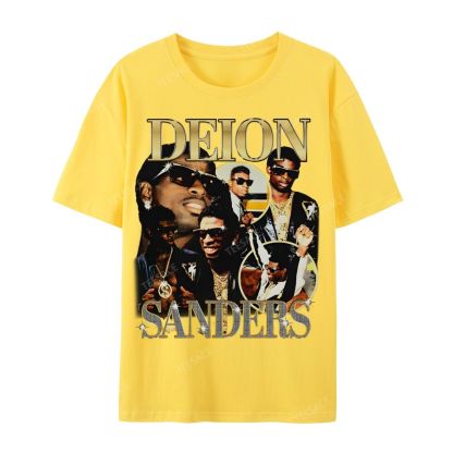 DEION SANDERS Tee Casual Short Sleeve Cotton T-Shirt 